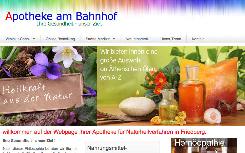 webdesign 5steps online Apotheke am Bahnhof screen auss