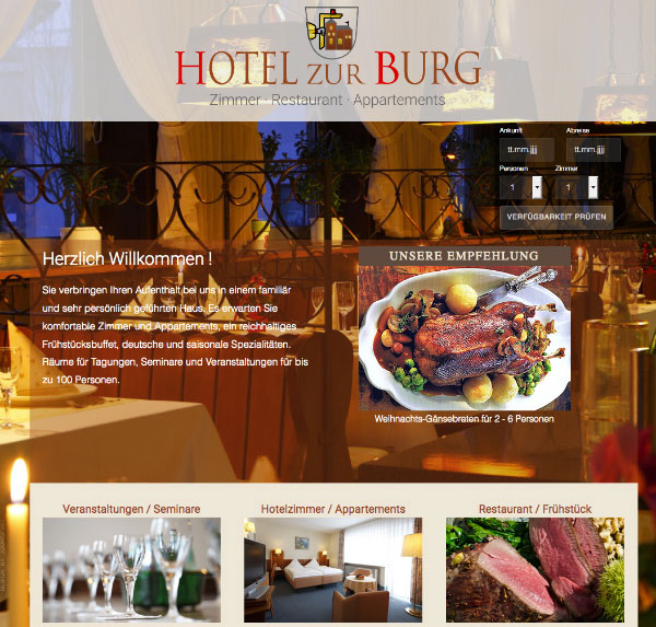 b1 hotel zur burg internet auftritt Internetprasenz 5steps online wolfram larmon wiesbaden b600